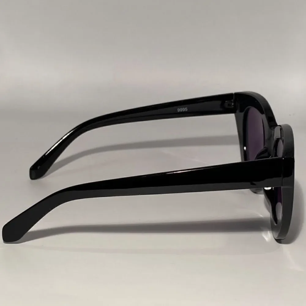 0545 Oversized Cat‘s Meow Eye Sunglasses Wood Grain Print and Black New